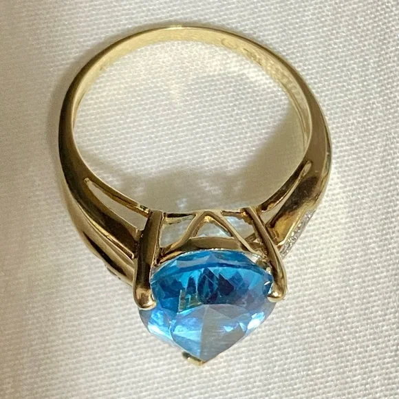 💍VNTG Samuel Aaron Blue Topaz Diamond Gold 10K THL-Size 7.25 Price is FIRM - Picture 13 of 17